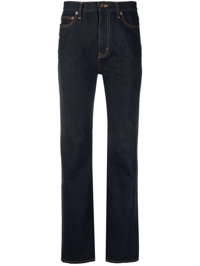 Saint Laurent High-rise Straight-leg Jeans In Black