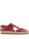 Golden Goose Ball Star Sneakers In Dark Red Suede With White Leather Star And Heel Tab In Red