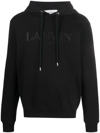 LANVIN EMBROIDERED-LOGO DRAWSTRING HOODIE