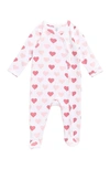 Nordstrom Baby Babies' Print Footie In White- Pink Hearts