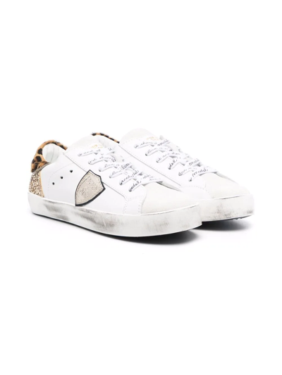 Philippe Model Teen Leopard-detail Trainers In White