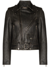 Golden Goose Distressed-effect Leather Biker Jacket In Black