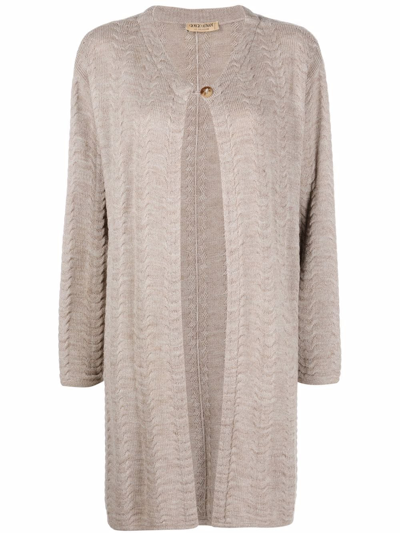 Pre-owned Giorgio Armani 1990s Round-neck Knitted Cardigan In Neutrals