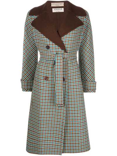 Pre-owned A.n.g.e.l.o. Vintage Cult 1960s Check-print Double-breasted Coat In Brown