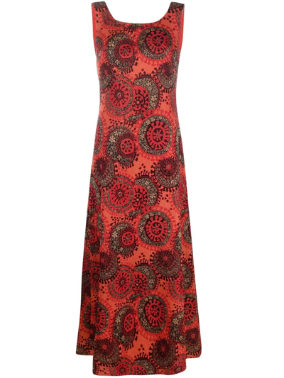 Pre-owned A.n.g.e.l.o. Vintage Cult 1970s Graphic-print Maxi Dress In Red