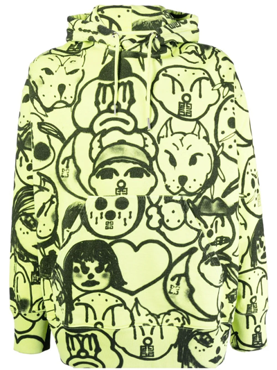 Givenchy All-over Family Oversized Hoodie Sweatshirt In Green