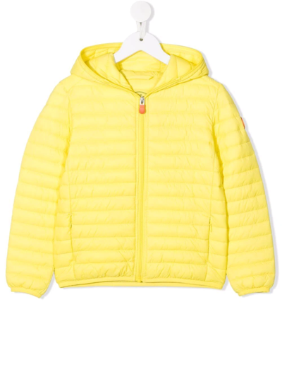 Save The Duck Teen Logo Patch Padded Jacket In Yellow