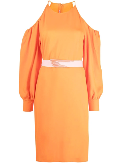 Stella Mccartney Off-shoulder Mid-length Dress In Orange
