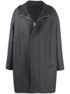 Givenchy Grey Hooded Wool-blend Coat In Grey