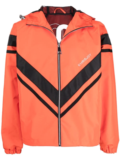 Khrisjoy Logo Zipped Hooded Jacket In Orange