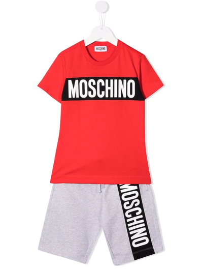 Moschino Kids' Logo-print Short Tracksuit Set In Red