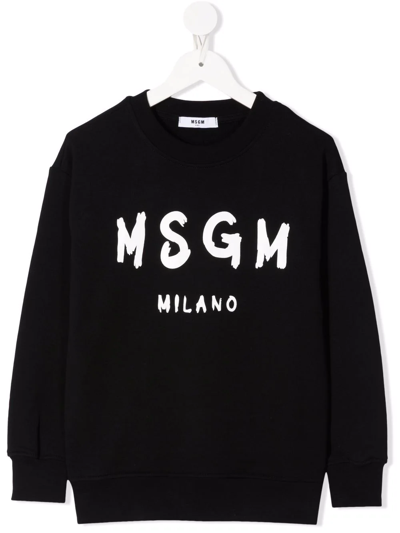 Msgm Kids' Logo-print Cotton Sweatshirt In Black