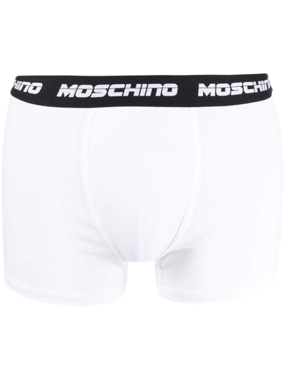 Moschino Logo-waistband Boxer Briefs In White