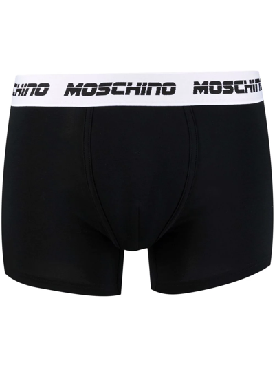 Moschino Logo-waistband Boxer Briefs In Black