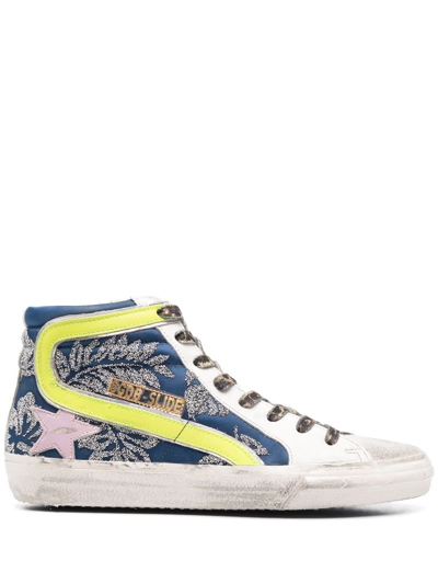 Golden Goose Women's Shoes High Top Leather Trainers Sneakers  Slide In Blue