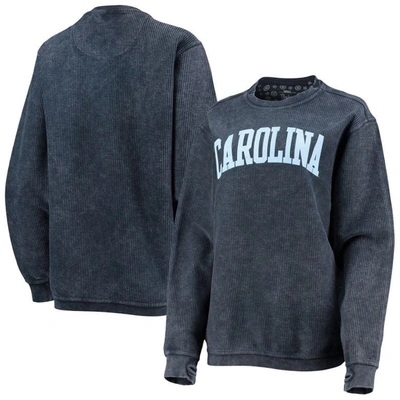 Pressbox Women's Navy North Carolina Tar Heels Comfy Cord Vintage-like Wash Basic Arch Pullover Sweatshirt