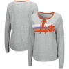 COLOSSEUM COLOSSEUM HEATHERED GRAY CLEMSON TIGERS SUNDIAL TRI-BLEND LONG SLEEVE LACE-UP T-SHIRT