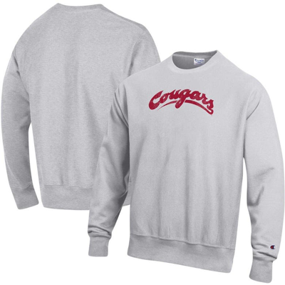 Champion Heathered Gray Washington State Cougars Vault Logo Reverse Weave Pullover Sweatshirt In Heather Gray