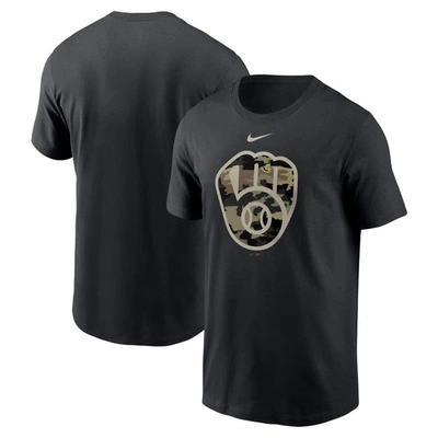 Nike Men's  Black Milwaukee Brewers Team Camo Logo T-shirt