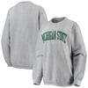 Pressbox Women's Gray Michigan State Spartans Comfy Cord Vintage-like Wash Basic Arch Pullover Sweatshirt In Gray