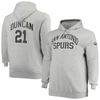 Mitchell & Ness Tim Duncan Heathered Gray San Antonio Spurs Big & Tall Name & Number Pullover Hoodie In Heather Gray