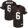 OUTERSTUFF YOUTH BAKER MAYFIELD BROWN CLEVELAND BROWNS PERFORMANCE PLAYER NAME & NUMBER V-NECK TOP