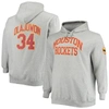Mitchell & Ness Hakeem Olajuwon Heathered Gray Houston Rockets Big & Tall Name & Number Pullover Hoo In Heather Gray