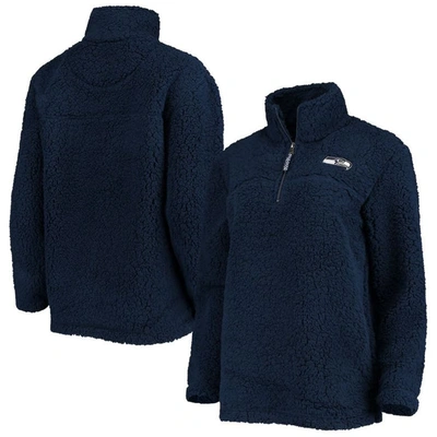 G-iii 4her By Carl Banks College Navy Seattle Seahawks Sherpa Quarter-zip Jacket