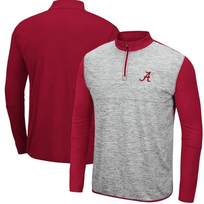 Colosseum Men's Heathered Gray, Crimson Alabama Crimson Tide Prospect Quarter-zip Jacket In Heathered Gray,crimson