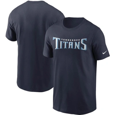Nike Men's Tennessee Titans Dri-fit Cotton Essential Wordmark T-shirt In Blue