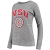 Pressbox Women's Heathered Gray Washington State Cougars Edith Vintage-like Knobi Pullover Sweatshirt In Heather Gray