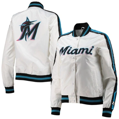 Starter Women's  White Miami Marlins Hometown Satin Full-snap Jacket