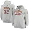Mitchell & Ness Magic Johnson Heathered Gray Los Angeles Lakers Big & Tall Name & Number Pullover Ho In Heather Gray