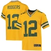 NIKE YOUTH NIKE AARON RODGERS GOLD GREEN BAY PACKERS INVERTED TEAM GAME JERSEY