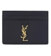 Saint Laurent Quilted Monogram Leather Card Holder In Marine