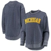 Pressbox Women's Navy Michigan Wolverines Vintage-like Wash Pullover Sweatshirt In Navy