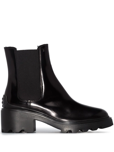 Tod's Gomma Carro T60 Suede Chelsea Boots In Black