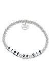 Little Words Project Ride Or Die Beaded Stretch Bracelet In Silver