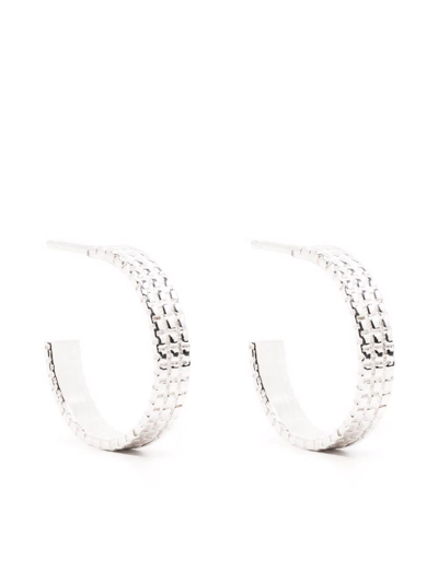 Wouters & Hendrix Chain-texture Hoop Earrings In Silver