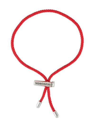 Nialaya Jewelry String Engraved-logo Bracelet In Red