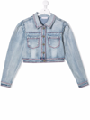 Monnalisa Crystal-embellished Denim Jacket In Blue