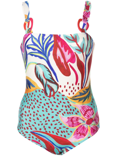 Patbo Flora Square-neck One-piece Swimsuit In Multi