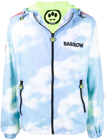 Barrow Cloud-print Zip-up Hooded Jacket In Light Blue