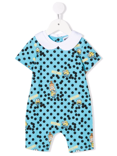 Moschino Babies' Minion-teddy Print Romper In Blu