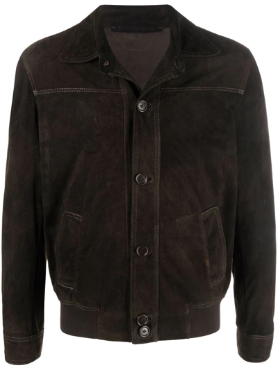 Salvatore Santoro Buttoned-up Suede Shirt Jacket In Brown