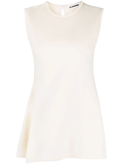 Jil Sander Sleeveless Peplum Top In Neutrals