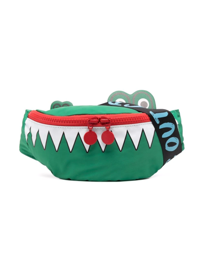 Stella Mccartney Kids' Crocodile-print Belt Bag In Green