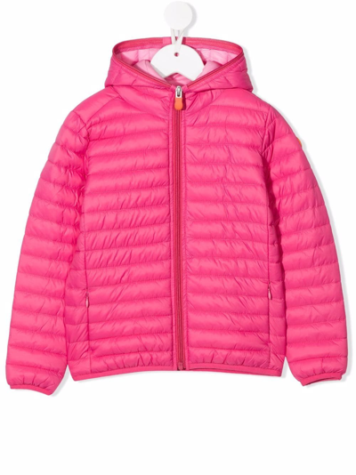 Save The Duck Teen Padded Hooded Jacket In Fuchsia