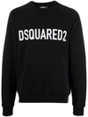 Dsquared2 Cotton Crewneck Sweater With Ribbed Hem In Black