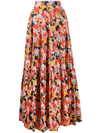PLAN C ABSTRACT-PRINT TIERED FULL SKIRT